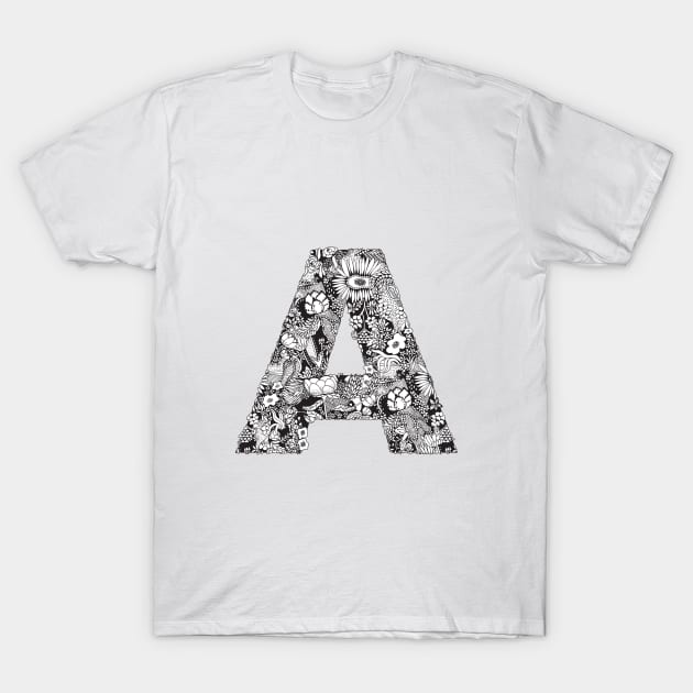 Floral Letter A T-Shirt by HayleyLaurenDesign